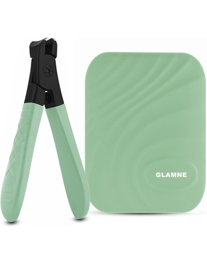 Nail Clippers for Thick Nails with Catcher, Wide Jaw Fingernail and Toenail Cutter for Seniors with Crystal Nail File Cuticle Fork and Storage Case (Mint Green)