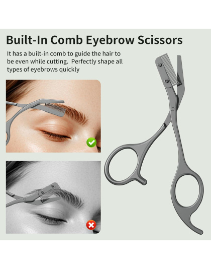 Eyebrow Trimmer Kit Scissors Tweezers Razor Facial Shaver Grooming Set with Mirror Travel Cases