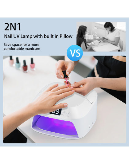 UV Gel Nail Lamp LED Nail Light Fast Dryer for Gel Polish Curing with Arm Rest Portable Handle 4 Timers Automatic Sensor Double Led Display