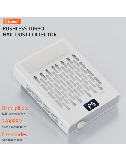 Nail Dust Collector, Professional Brushless Turbo 5 Speed Dust Collector Powerful Duster Machine Tool for Acrylic Nail Polishing