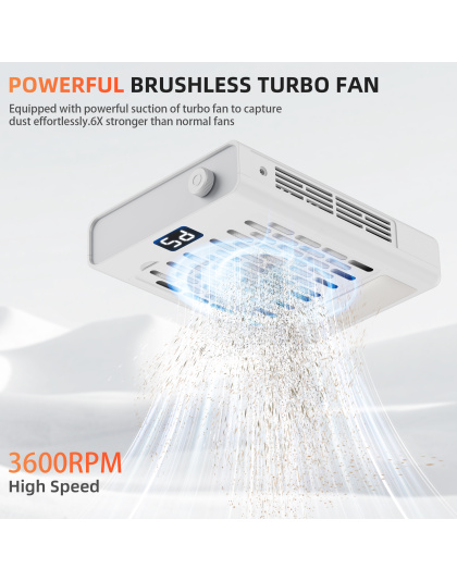 Nail Dust Collector, Professional Brushless Turbo 5 Speed Dust Collector Powerful Duster Machine Tool for Acrylic Nail Polishing